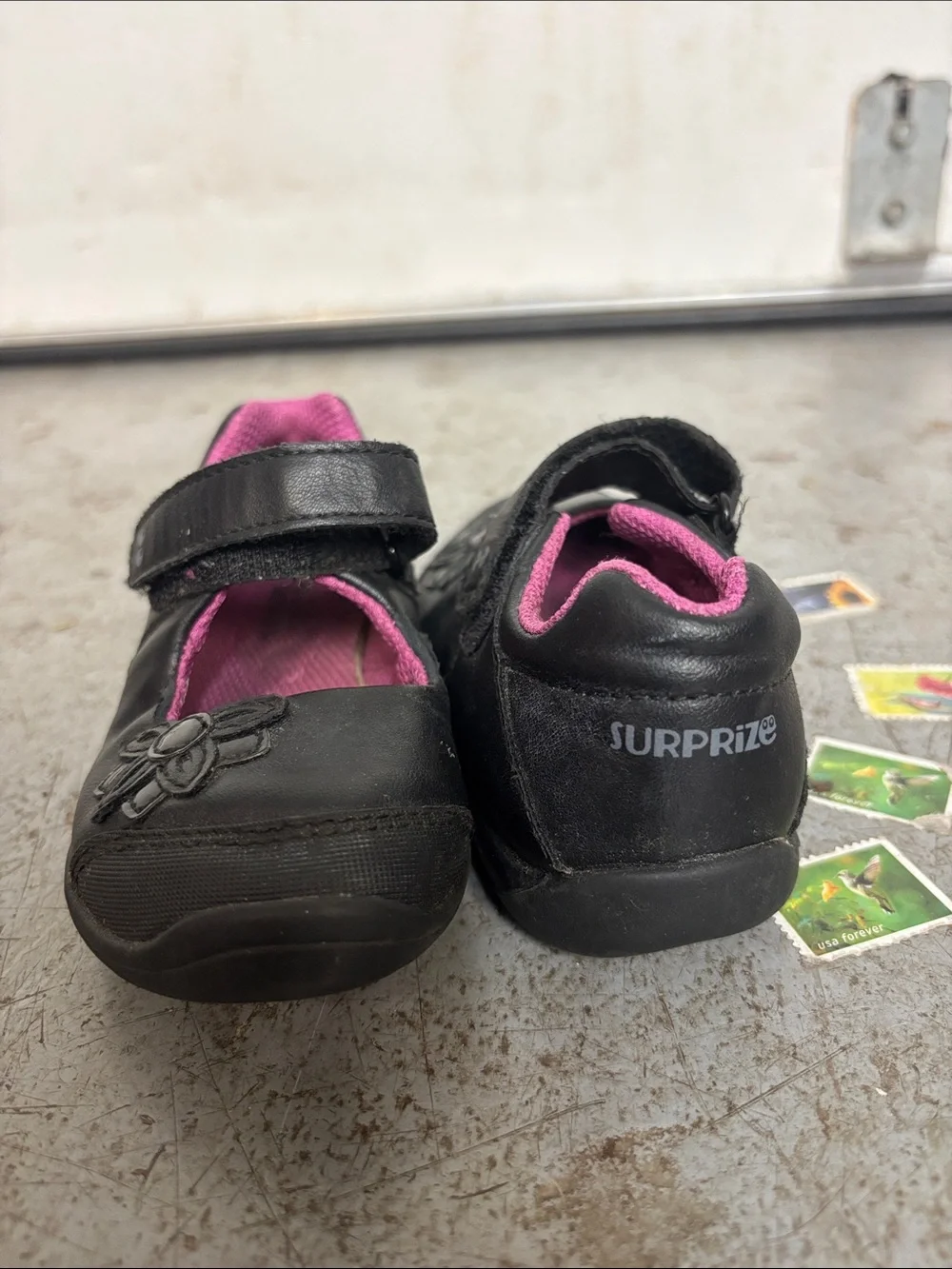 Girls Black Mary Jane Dress Shoes with Pink Lining